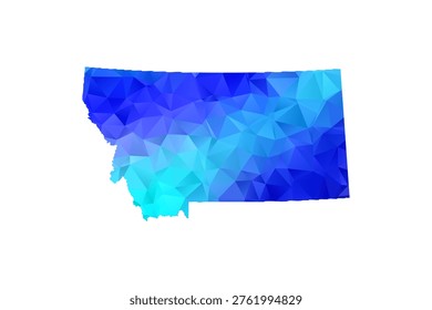 Montana map - Polygon Style Vector Illustration in Blue Gradient, Low Poly Geometric Design, Isolated on White Background, Perfect for Infographics, Education, and Modern Presentations.