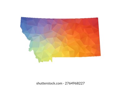 Montana Map - Polygon Style Vector Illustration in Rainbow Gradient, Low Poly Multicolor Geometric Design, Isolated on White Background, Suitable for Reports, and Creative Projects.