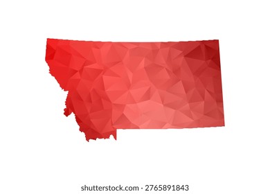 Montana Map - Polygon Style Vector Illustration in Red Gradient, Low Poly Geometric Design, Isolated on White Background, Perfect for Infographics, Reports, and Educational Materials.