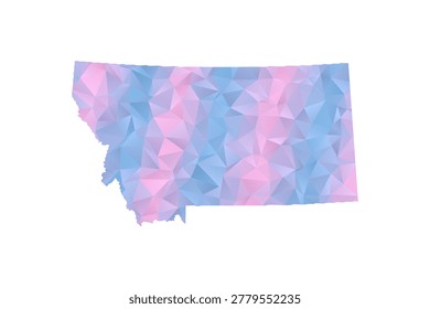 Montana Map - Polygon Style Vector Illustration in Pastel Blue and Pink Gradient, Low Poly Geometric Design, Isolated on White Background for Infographics and Education.