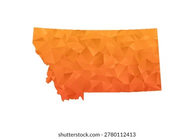Montana Map - Polygon Style Vector Illustration in Orange Gradient, Low Poly Geometric Design, Isolated on White Background for Infographics and Education.