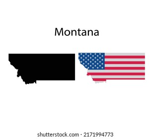 Montana Map Silhouette and Icon Vector Illustration 