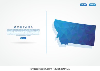 Montana map - State of USA Map International vector template with polygon blue color gradient isolated on white background - Vector illustration eps 10