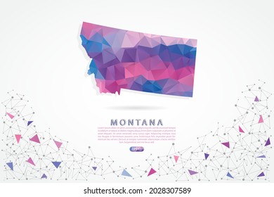 Montana map - State of USA Map International vector template with polygon pink color gradient isolated on white background for education, website, banner - Vector illustration eps 10