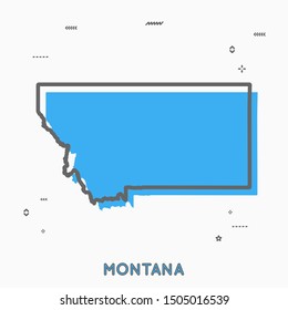 Montana map in thin line style. Montana infographic map icon with small thin line geometric figures. Montana state. Vector illustration linear modern concept
