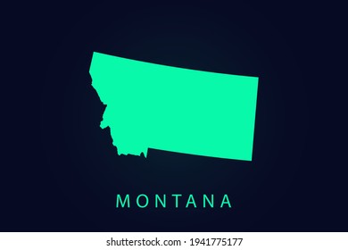 Montana Map - USA, United States of America map, World map vector template with green color gradient isolated on dark background - Vector illustration eps 10