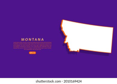 Montana map - USA, United States of America map, World map vector template with isometric style including shadow, white and orange color on purple background - Vector illustration eps 10