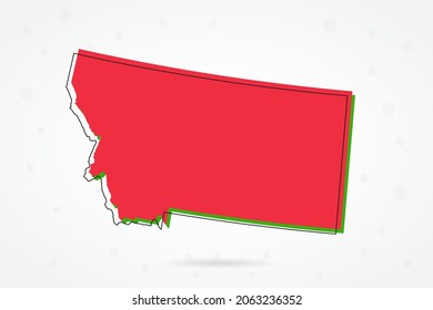 Montana Map - USA, United States of America map vector template with including red, green and black outline sketch isolated on white background - Vector illustration eps 10