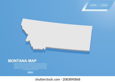 Montana Map - USA, United States of America Map vector template with isometric style including shadow, white color on blue background for design, website - Vector illustration eps 10