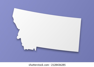 Montana Map - USA, United States of America Map vector template with paper style including shadow and white color on purple background for design, infographic - Vector illustration eps 10