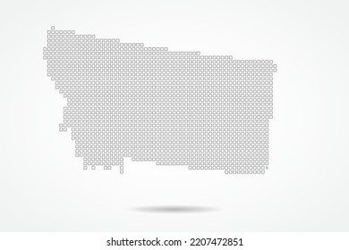 Montana Map - USA, United States of America Map vector template with square pixel thin black and outline sketch style isolated on white background for education, design - Vector illustration eps 10