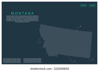 Montana Map - USA, United States of America Map vector template with Grey dots, grid, grunge, halftone style isolated on green background for infographic, design - Vector illustration eps 10