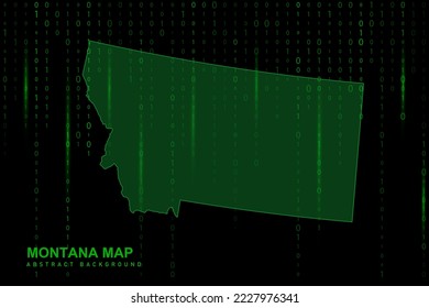 Montana Map - USA, United States of America Map vector template with Matrix green binary computer code background including light for design, hacker concept - Vector illustration eps 10