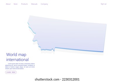 Montana Map - USA, United States of America Map vector template with isometric style including shadow, purple and blue color isolated on white background - Vector illustration eps 10