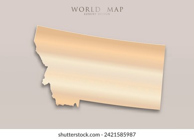 Montana Map - USA, Vereinigte Staaten von Amerika Karte Vektorvorlage mit 3D, luxuriöses Golddesign einschließlich Schatten auf hellem Hintergrund für Design, Bildung, Website - Vektorgrafik eps10