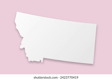 Montana Map - USA, Vereinigte Staaten von Amerika Kartenvorlage mit Papierschnitt-Stil einschließlich Schatten und Weiß-Farbe auf rosafarbenem Hintergrund für Design, Website - Vektorgrafik eps10