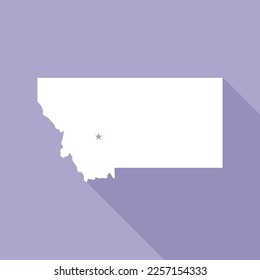 Montana map vector illustration. Lavender colored flat map of north west state with the capital - Helena. United States od America, infographics, geography concepts.