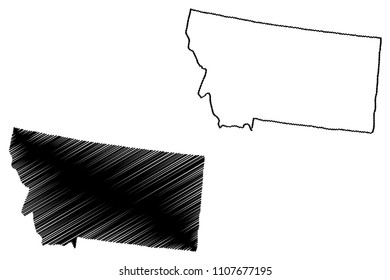 Montana map vector illustration, scribble sketch Montana map