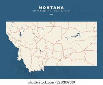 Montana Map Vector Poster Flyer	