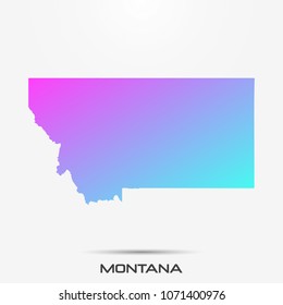 Montana map,border with pink and turquoise gradient. Vector illustration