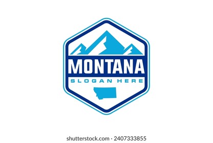 Ilustración de montaña de Montana, diseño de logotipo de aventura al aire libre	
