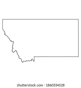 Montana MT state Maps. Black silhouette and outline isolated on a white background. EPS Vector