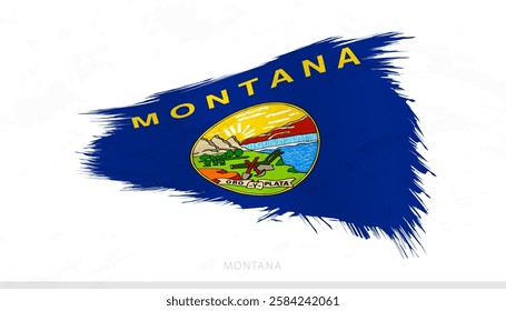 Montana National Flag with Textured Brush Strokes. Artistic Brush Stroke Design.