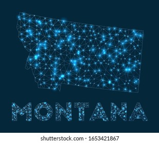 Mapa de la red Montana. Mapa geométrico abstracto del estado de nosotros. Conexión a Internet y diseño de telecomunicaciones. Increíble ilustración vectorial.