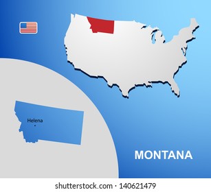 Montana on USA map with map of the state