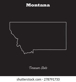 Montana outline map, stroke. Name of state. Line style. Vector EPS8