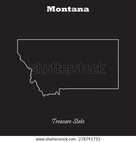 Montana outline map, stroke. Name of state. Line style. Vector EPS8