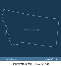 Montana - Outline States of USA Vector Template, stroke editable Illustration Design. Vector EPS 10.