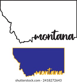 Montana-Umrisse mit sofortigem digitalen Download