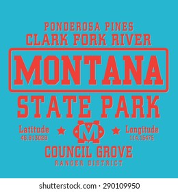 Montana park typography, t-shirt graphics, vectors, 