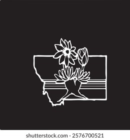 montana plant bitterroot logo, montana plant bitterroot logo with black background, vector illustration