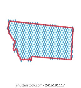 Einwohnerplan von Montana. Stock-Figuren Menschen Karte mit fett roten durchsichtigen Staatsgrenze. Muster von Männern und Frauen Symbole. Einzige Vektorgrafik. Bearbeitbarer Strich.