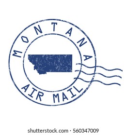 Montana post office, air mail, grunge rubber stamp on white background, vector illustration