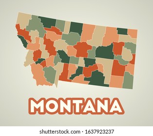 Montana Poster Retro Style Map Us Stock Vector (Royalty Free ...