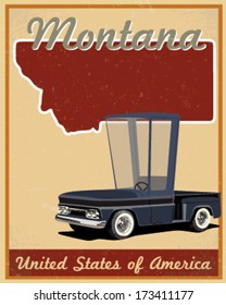 Montana road trip vintage poster