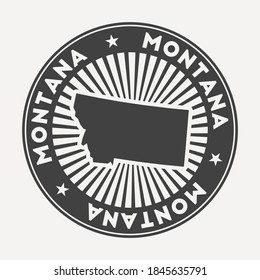 Montana round logo. Vintage travel badge with the circular name and map of us state, vector illustration. Can be used as insignia, logotype, label, sticker or badge of the Montana.