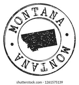 Montana Silhouette Postal Passport Stamp Round Vector Icon.