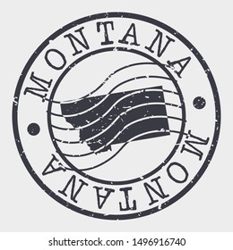 Montana Stamp Postal. Map Silhouette Seal. Passport Round Design. Vector Icon. Design Retro Travel.