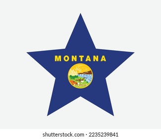 Montana Star Flag. MT USA Five Point Star Shape State Flag. Montanan US Banner Icon Symbol Vector Flat Artwork Graphic Illustration