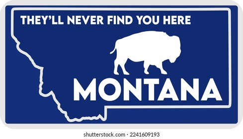 Montana state with blue background 