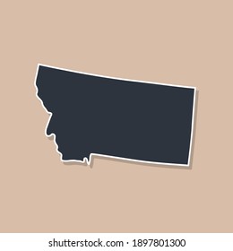 Montana state borders, United States of America. Montana border map. Political borders of the  USA Montana state. Vector illustration.