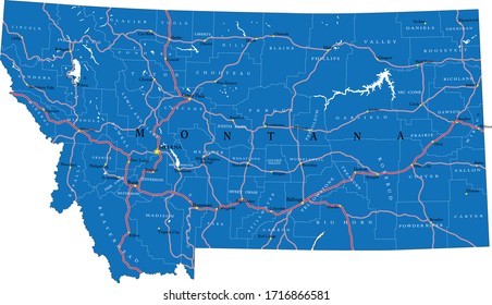 Montana state detailed political map