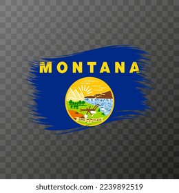 Montana state flag in brush style on transparent background. Vector illustration.