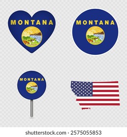 Montana State Flag Icons Pack. Vector illustration.