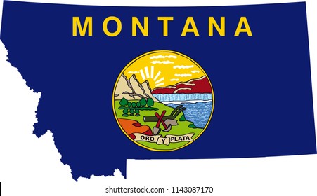 Montana State Flag Shaped Heart United States America American Illustration Design