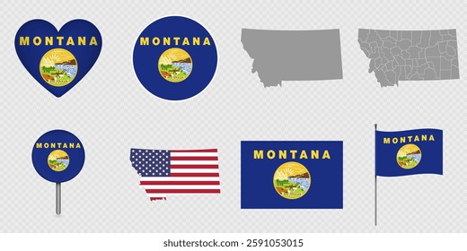 Montana State Flags and Maps Icon Pack.